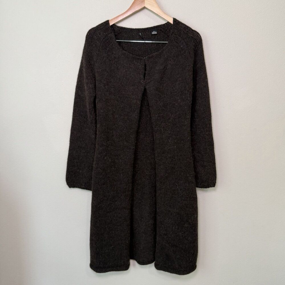 Isda & Co Alpaca Blend Longline Cardigan Sweater XS Dark Brown Open Front